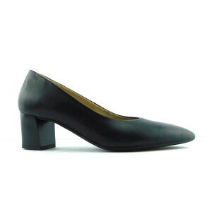 ARA HIGH SOFT Black Leather Block Heel Pumps 7UK / 9.5US